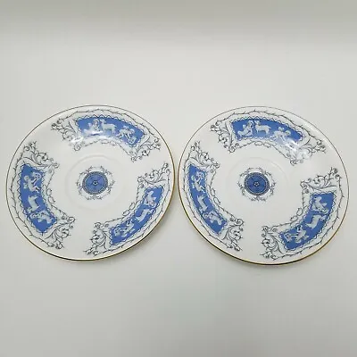 Buy Coalport China England REVELRY Cupids/Cherubs Saucers Set Of 2 Blue White  • 33.19£