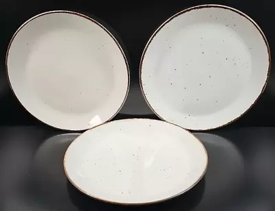 Buy 3) J & G Meakin Lifestyle Dinner Plates Set Vintage Brown White Dish England Lot • 37.58£