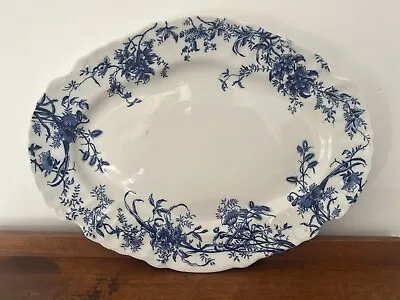 Buy Vintage Doulton Burslem Winton-LARGE Blue & White Meat Serving Dinner Plate. • 14.99£