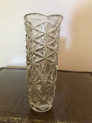 Buy Vintage Cut Glass Vase With Scalloped Rim • 3£