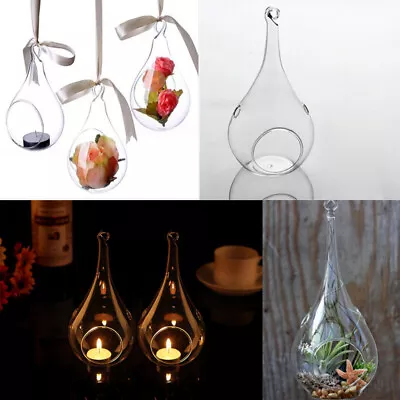 Buy Hanging Tealight Candle Holders Clear Glass Tea Light Bauble Wedding Party Decor • 11.95£