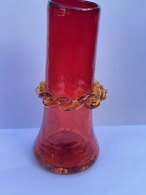 Buy Vintage Kanawha Glassware Red Crackle Vase • 18.92£