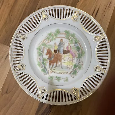 Buy Lovely Antique Continental Ribbon Plate Showing An Irish Jaunting Car • 12£