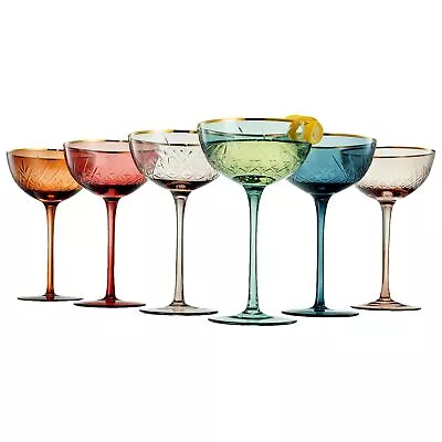 Buy Vintage Art Deco Coupe For Champagne, Martini, Cocktails | Set Of 6 | 7 Oz Cl... • 66.59£