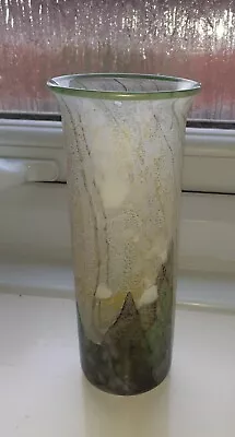 Buy Isle Of Wight Cylinder Vase Green & Gold Iridescent Wild Garden Design • 42.99£