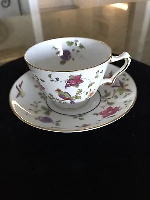 Buy Vintage Crown Staffordshire Fine Bone China England Birds/Floral Tea Cup/Saucer • 22.72£