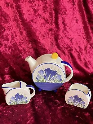 Buy Clarice Cliff Bizarre  Blue Crocus  Bonjour Shape Tea Set By Wedgwood • 599.99£