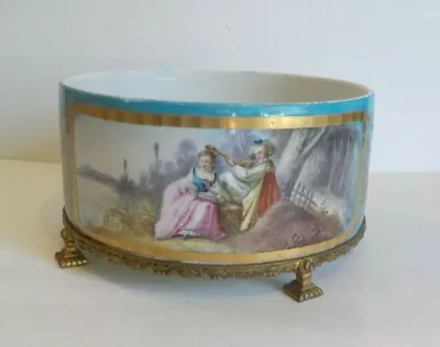 Buy 19th C. Sevres Style French Porcelain Planter / Jardiniere, Bronze Mounts • 474.36£