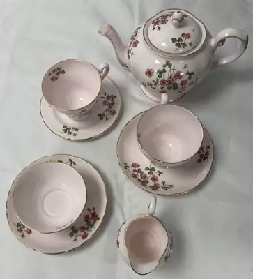 Buy Lovely Pink Tuscan Fine English Bone China Tea Set Of 8 Pieces • 9.99£