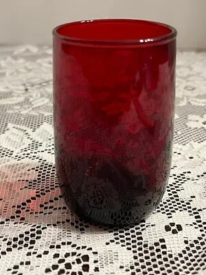 Buy Vintage Royal Ruby Anchor Hocking Red Water Juice Glass 4 Oz • 3.76£