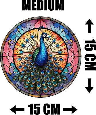Buy Peacock Decorative Stained Glass Effect Static Cling Window Sticker Gift • 5.99£
