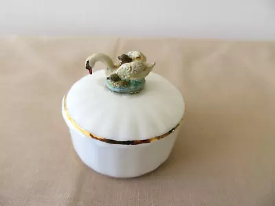 Buy Miniature  Bone China Swan  With Babies      Trinket Pot • 3.50£