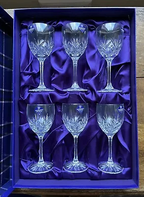 Buy 6x Vintage Edinburgh Crystal Cut Medium Wine Glasses, Boxed Height 17 Cm X 7 Cm • 25£