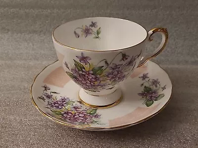 Buy Vintage TUSCAN Fine English Bone China Tea Footed Cup+Saucer Violets Pink Gold • 18.90£
