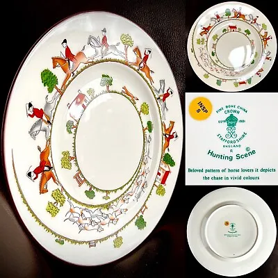 Buy Rare Crown Staffordshire “Hunting Scene” Bone China Dinner Plate (10.75”, 700g) • 150£