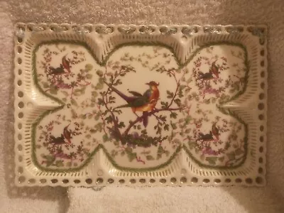 Buy Austrian Crown Victoria Rectangular Hand Painted Pottery Plate Birds And Flowers • 24.95£