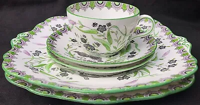 Buy Rare Vintage Paragon China Green Birds Pottery Set: Tea Cup, Plates & Saucers • 30£