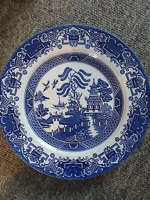 Buy OLD WILLOW Pattern English Ironstone Tableware BLUE & WHITE PLATE • 10£