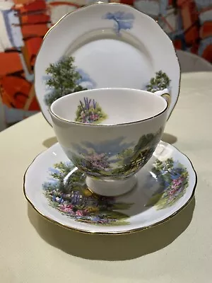 Buy ROYAL VALE Bone China Cup Saucer Plate Trio PATTERN No.7382 Thatched Cottage • 5£