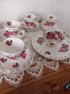 Buy Bone China Tea Set For 4: Royal Vale, By Ridgeway Potteries, Red Roses, Vintage • 66£