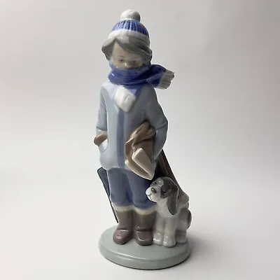 Buy Lladro Winter Boy With Dog And Umbrella 5220 Retired • 30£