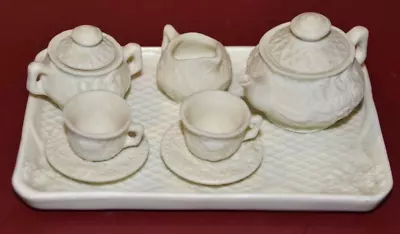 Buy Vintage Miniature Pottery Tea Set On Tray Unglazed Style • 9.99£