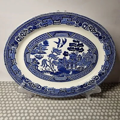 Buy Vintage Wood & Sons Woods Ware Blue  Willow  Oval Serving Plate/ Platter • 13.99£