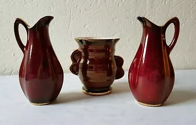 Buy Vintage Crown Devon Fieldings Rouge Lustre Ware Decorative Small Jugs & Bud Vase • 19.99£
