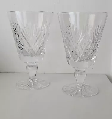 Buy 2 Extra Large Vintage Signed Royal Doulton Juno Cut Crystal Wine Glasses 15cm 6  • 14£