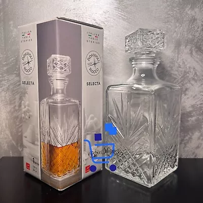 Buy Brand New Boxed 1 Litre Cut Glass Square Glass Decanter Whisky Decanter BOXED • 17.50£