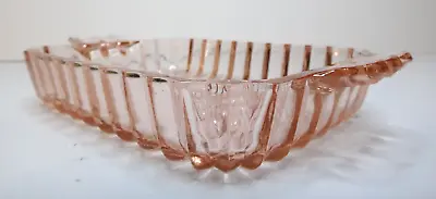 Buy 40s VINTAGE Cranberry Pressed Glass Olive Dish Bowl Rose Pink Carnival Glassware • 11.40£
