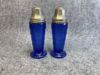 Buy Hazel Atlas Cobalt Blue Moderntone Depression Glass 4  Footed Shakers • 23.57£