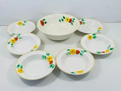 Buy Woods Ivory Ware Dessert Bowls And Serving  Bowl Art Deco • 19.99£