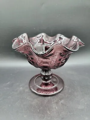 Buy Antique EAPG Dugan Glass Purple Amethyst Ruffled Compote Candy Dish Coin Dot • 15.09£