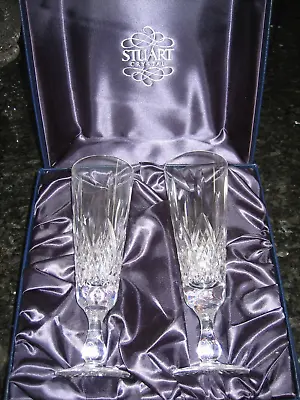 Buy Stuart Crystal Hamilton Champagne Flute Glasses X 2 Signed Labels BNIB Sparkling • 50£