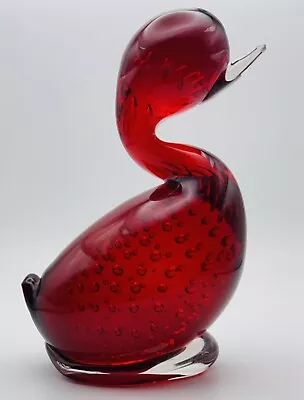 Buy Whitefriars Glass Egg Shape Ruby Red Controlled Bubbles Duck • 38£