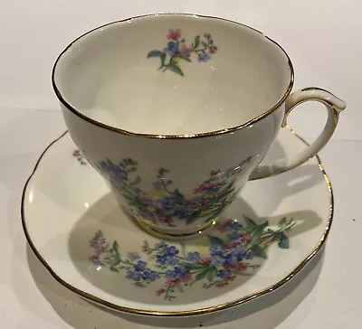 Buy Duchess Bone China Forget-Me-Not Blue Floral Pink Teacup & Saucer Set England • 14.22£