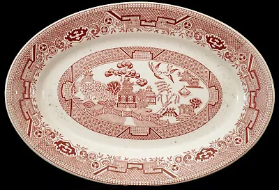 Buy Vintage Restaurant Ware Sterling China Wellsville OH Platter Red Willow Pattern • 31.84£