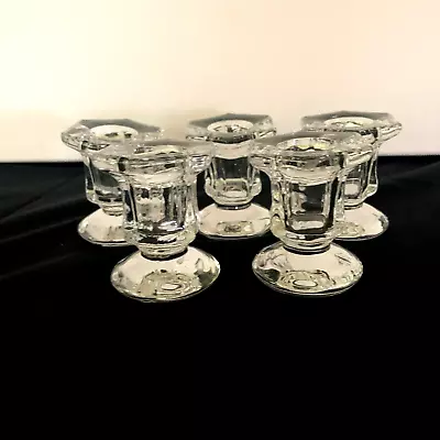 Buy 5 Clear  Glass  Candle Holders Short Stem  2.25  Tall • 14.21£