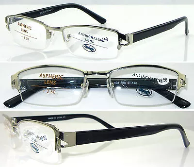 Buy L403 High Quality Semi-Rimless Reading Glasses/Cut-Out Style/Anti-Scratch Lens** • 3.99£