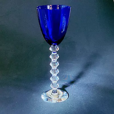 Buy BACCARAT VEGA COBALT BLUE Crystal Rhine Wine Glass-Signed • 331.52£