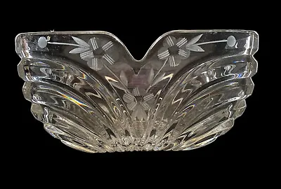 Buy Vtge Lead Windsor Crystal Clear Floral Etched Square Art Deco Candy Nut Bowl 8” • 28.76£
