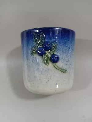 Buy Vintage Johnson Pottery Mainecrafted Acadia Blueberries Blue Ombre Vase Planter • 15.34£
