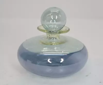 Buy Vintage Round Glass Blue Tint Perfume Bottle • 14.99£