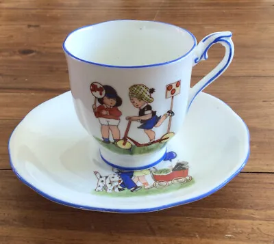Buy Vintage  Nursery Ware  Royal Albert  Cup &saucer Children With Scooter C1930 • 18£