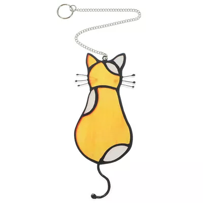 Buy Yellow Cat Suncatcher For Window - Stained Glass Hanging Ornament • 10.49£