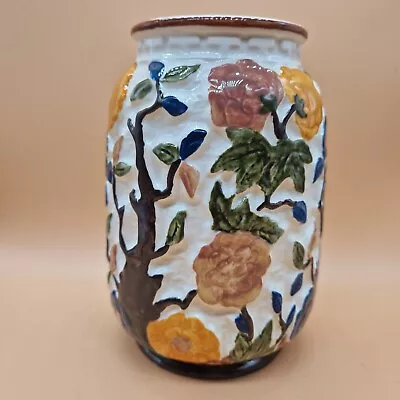 Buy Vintage Ceramic Vase Indian Tree H J Wood Ltd Floral Majolica Style  17.5cm Tall • 18£