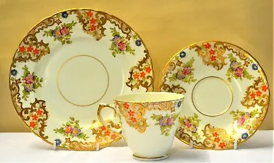 Buy Sutherland China England Gilt Floral Hand Painted Trio Tea Cup Saucer Plate 2420 • 14£