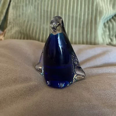 Buy Blue Art Glass Penguin Bird Paperweight Figurine 6” Tall Blue • 6£