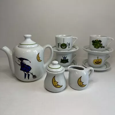 Buy Vintage Halloween Mini Tea Set 4 Plates/Cups, Tea Pot/Lid, Creamer/Lid, Sugar • 47.51£